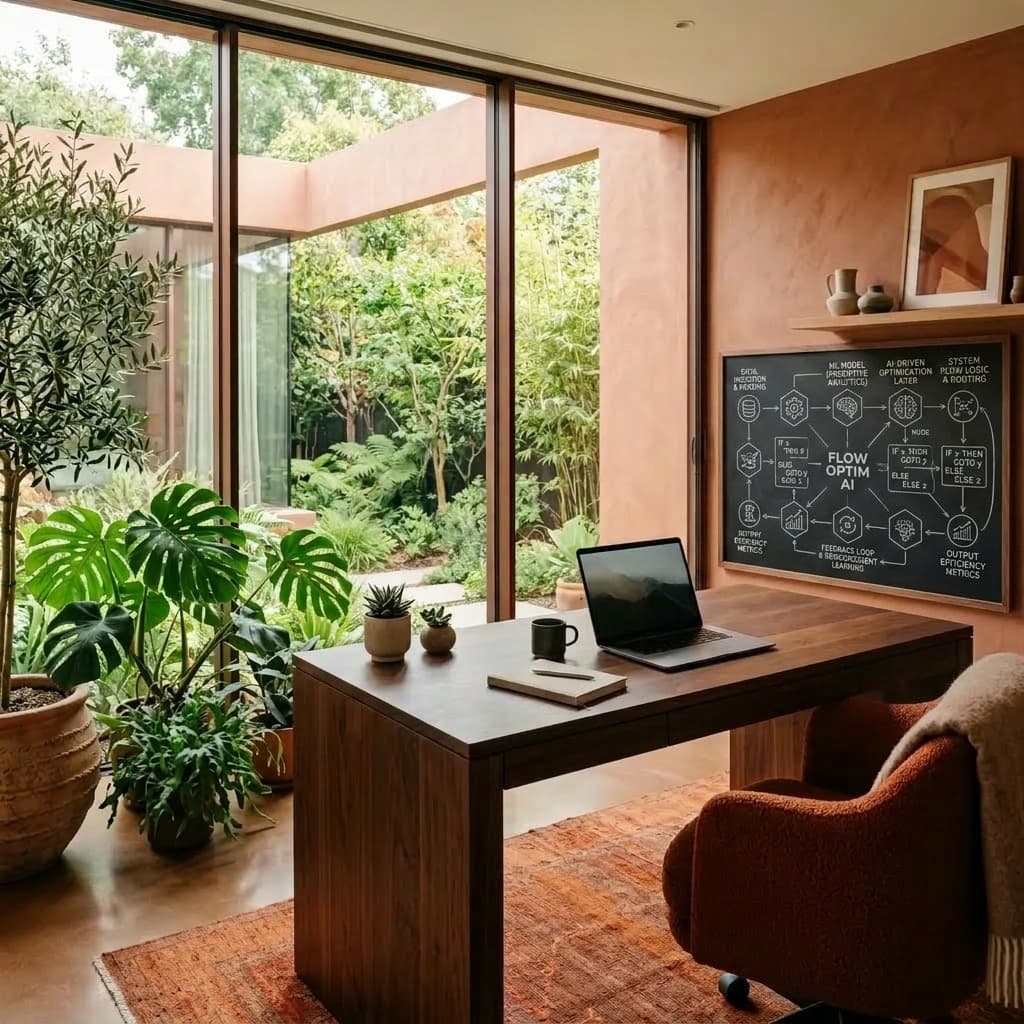Warm minimalist workspace
